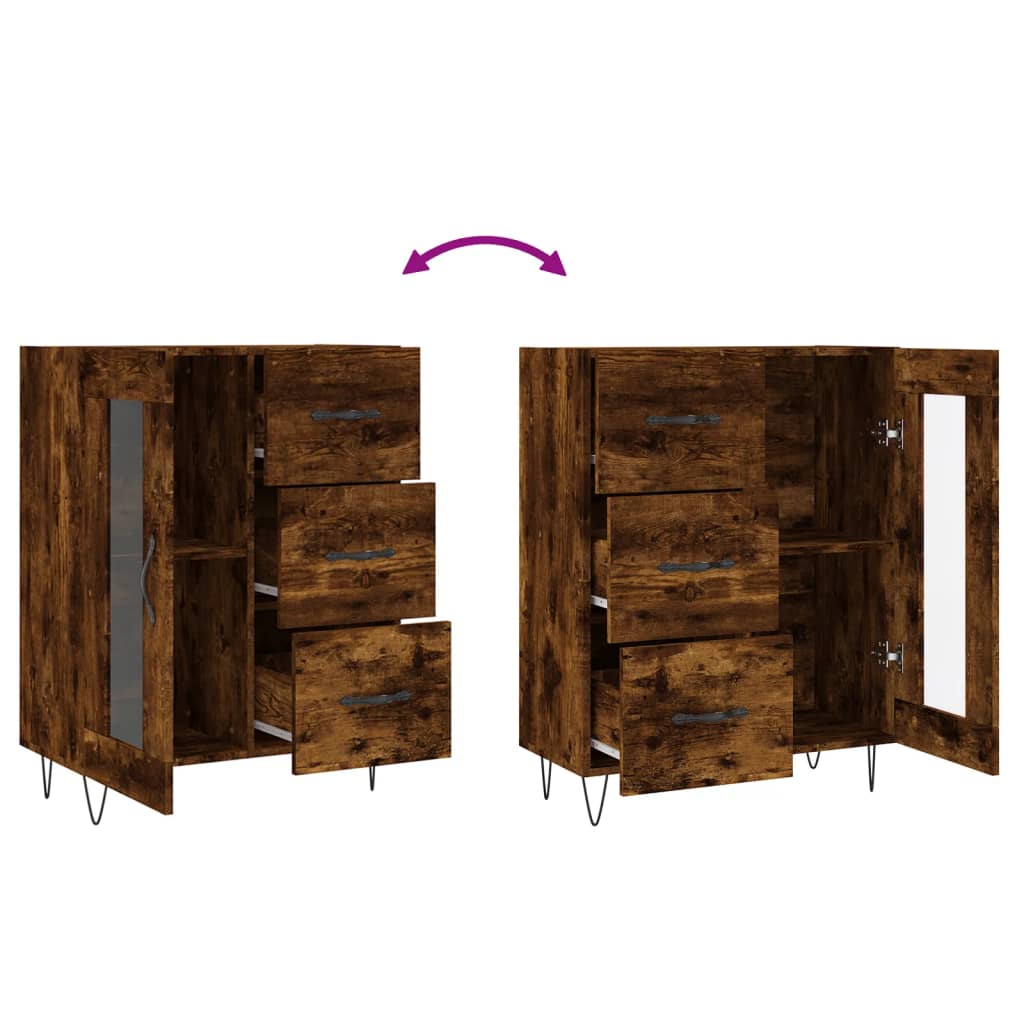 Buffet 69,5x34x90 cm en bois fini couleur chêne marron