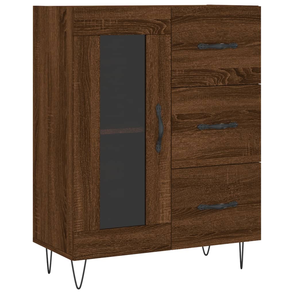 Buffet 69,5x34x90 cm en bois fini couleur chêne marron