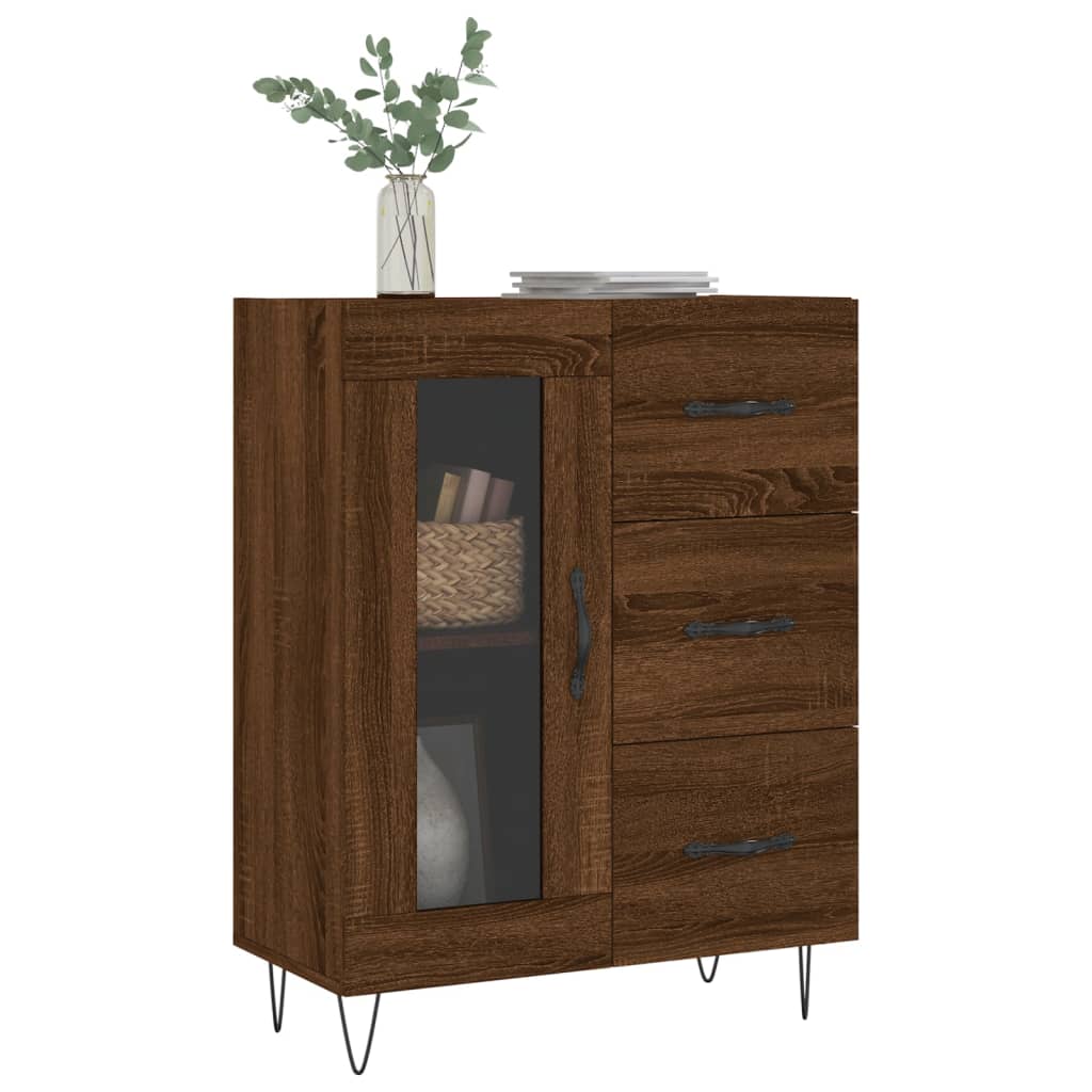 Buffet 69,5x34x90 cm en bois fini couleur chêne marron