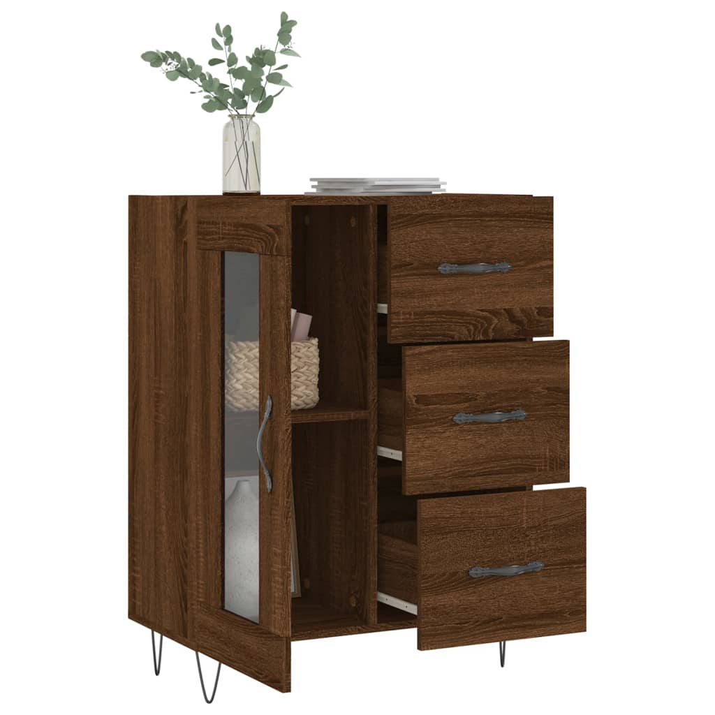 Buffet 69,5x34x90 cm en bois fini couleur chêne marron