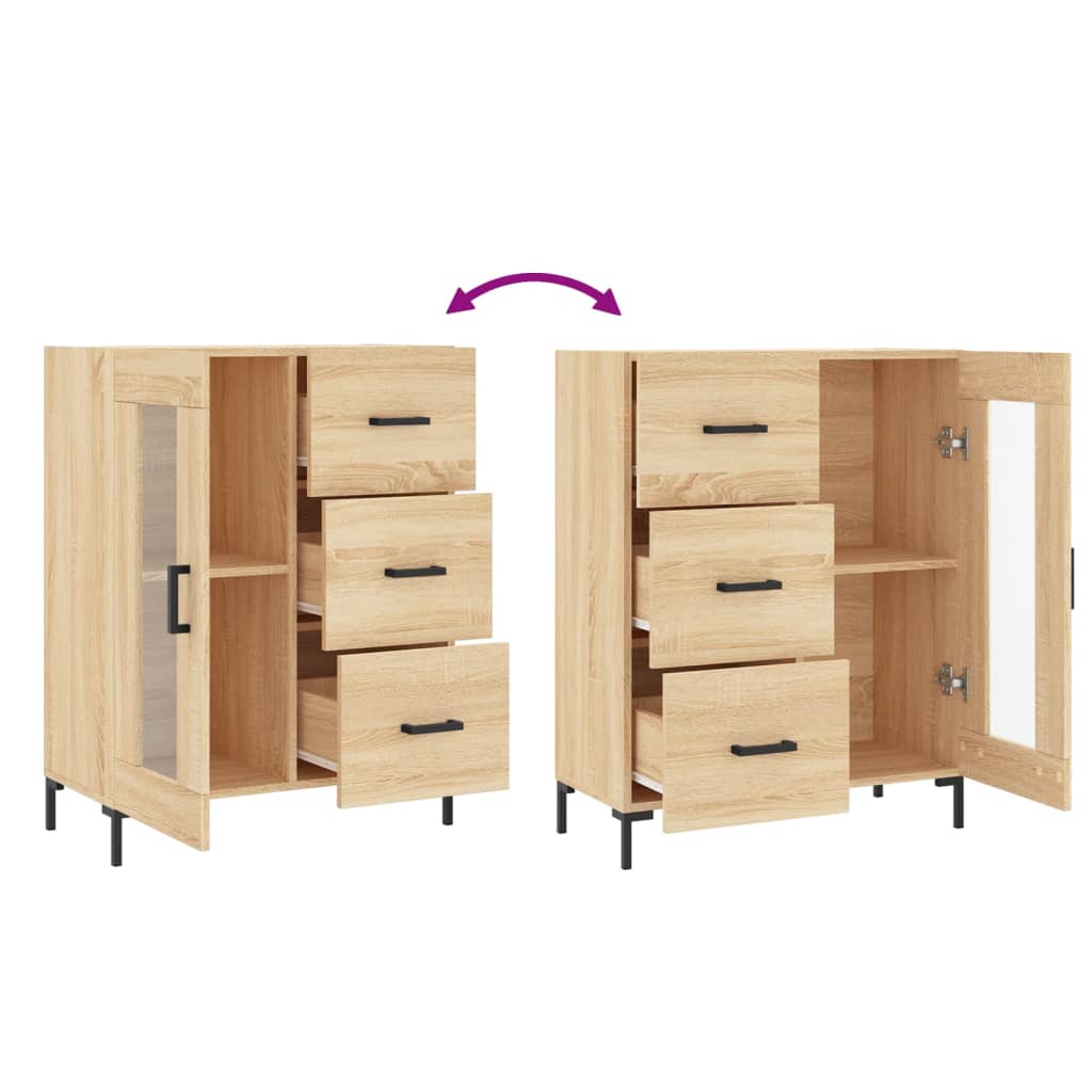 Dressoir 69,5x34x90 cm bewerkt hout bruin eikenkleur