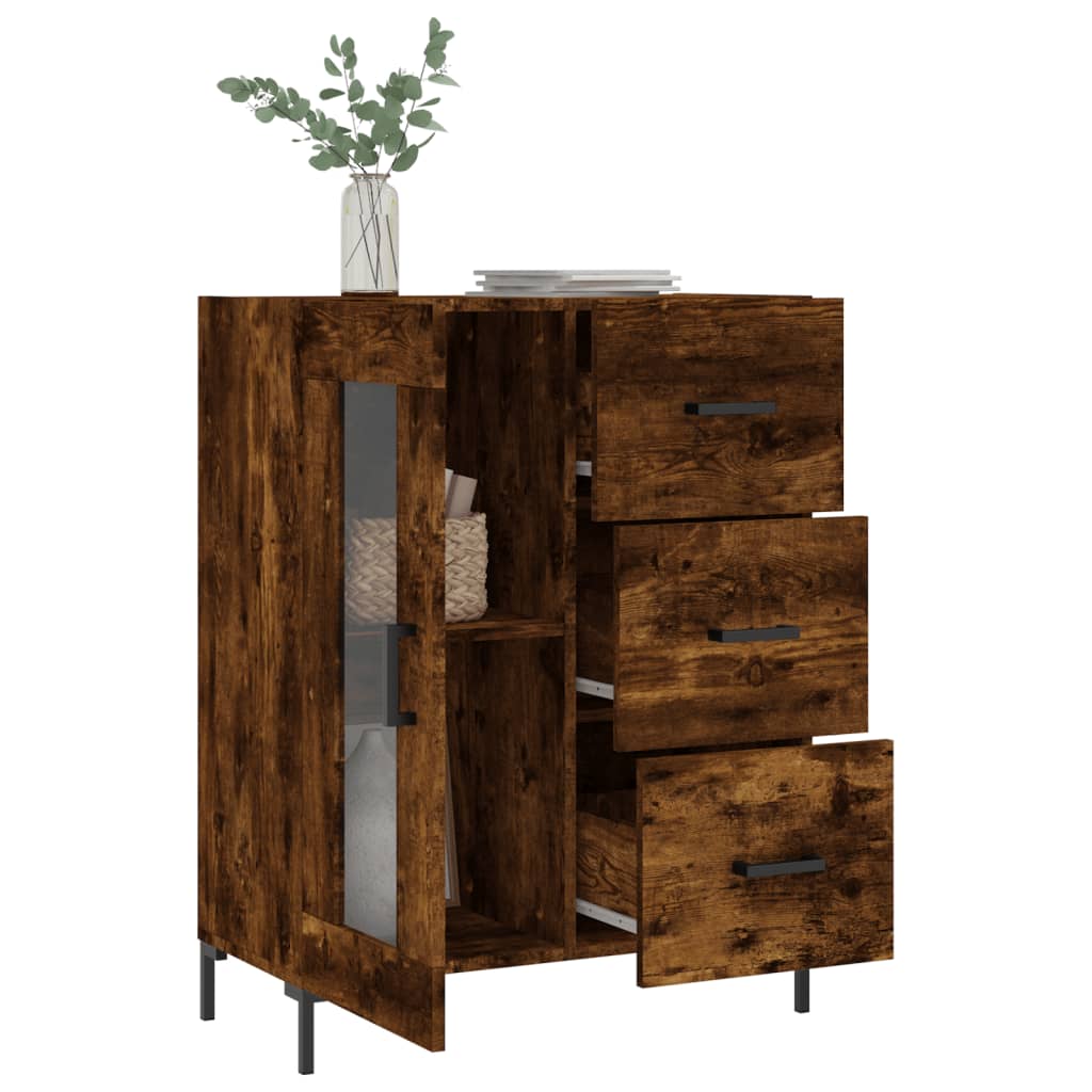 Buffet 69,5x34x90 cm en bois fini couleur chêne marron