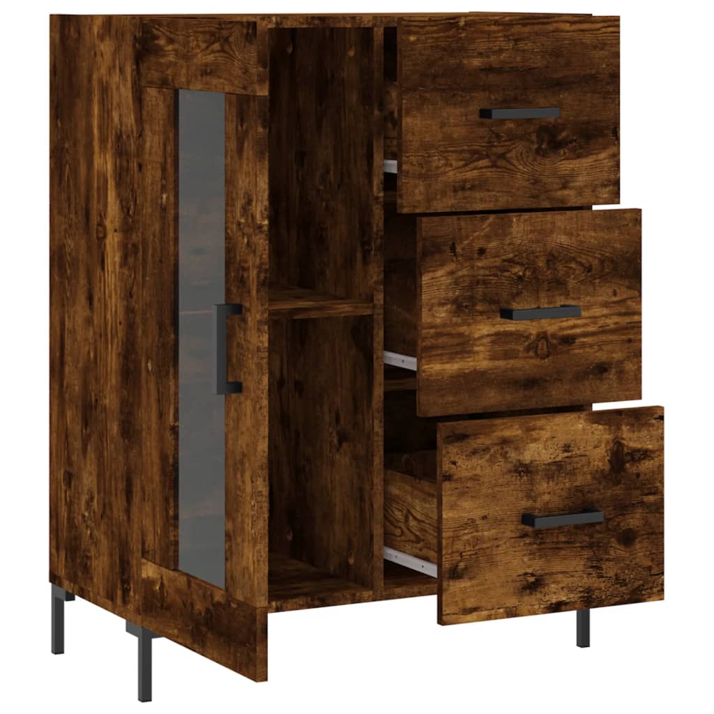 Buffet 69,5x34x90 cm en bois fini couleur chêne marron