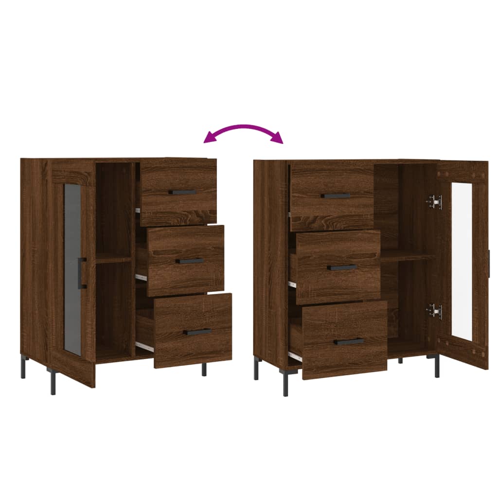 Buffet 69,5x34x90 cm en bois fini couleur chêne marron