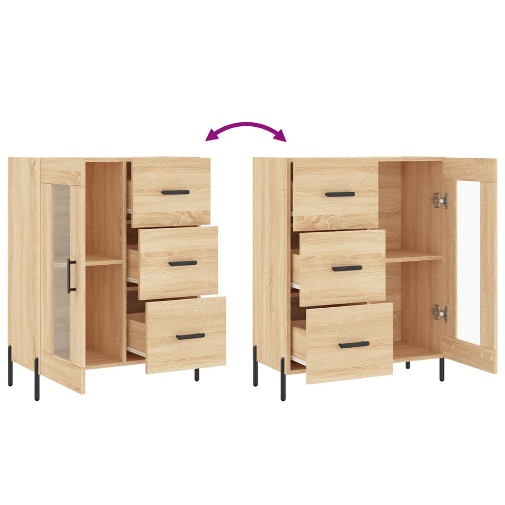 Dressoir 69,5x34x90 cm bewerkt hout bruin eikenkleur