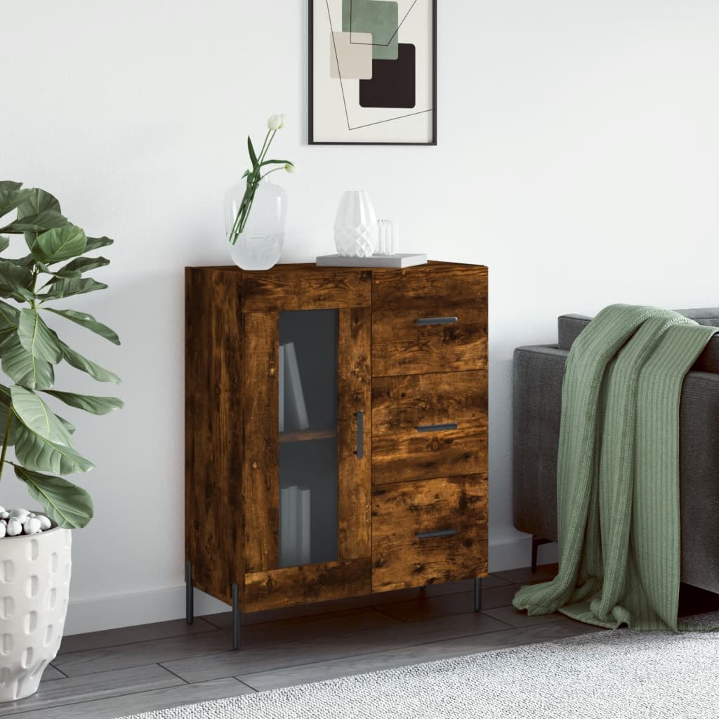 Buffet 69,5x34x90 cm en bois fini couleur chêne marron