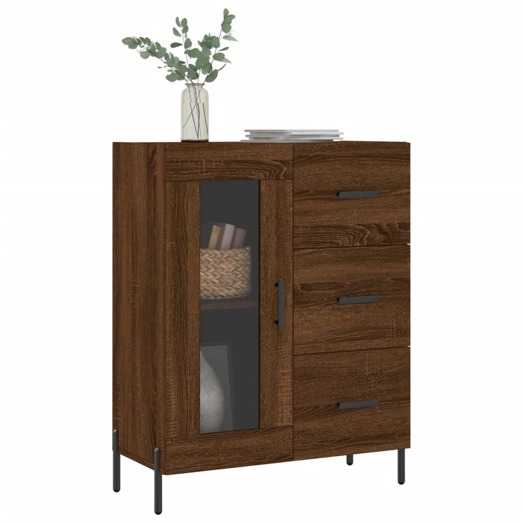 Buffet 69,5x34x90 cm en bois fini couleur chêne marron