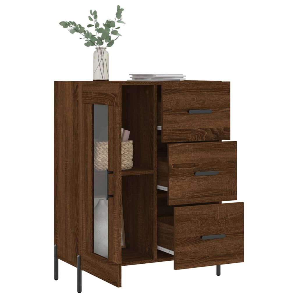 Buffet 69,5x34x90 cm en bois fini couleur chêne marron