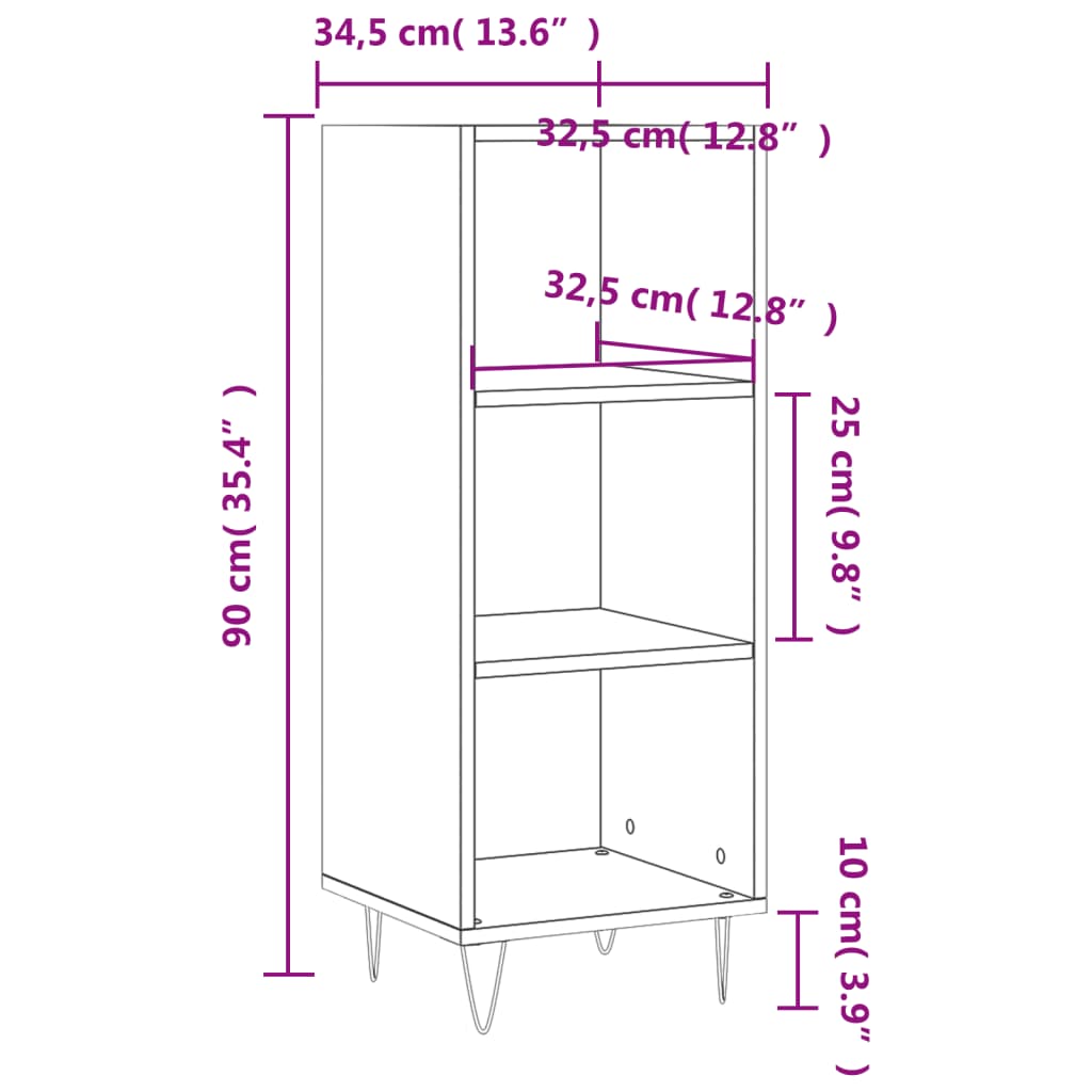 Buffet 34,5x32,5x90 cm en bois travaillé