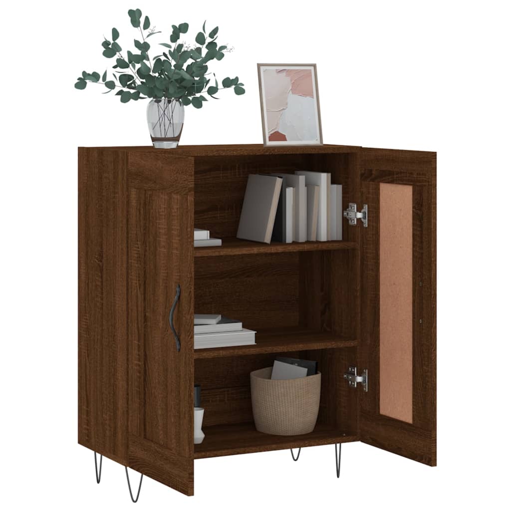 Buffet 69,5x34x90 cm en bois fini couleur chêne marron