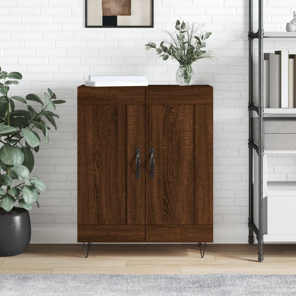 Buffet 69,5x34x90 cm en bois fini couleur chêne marron