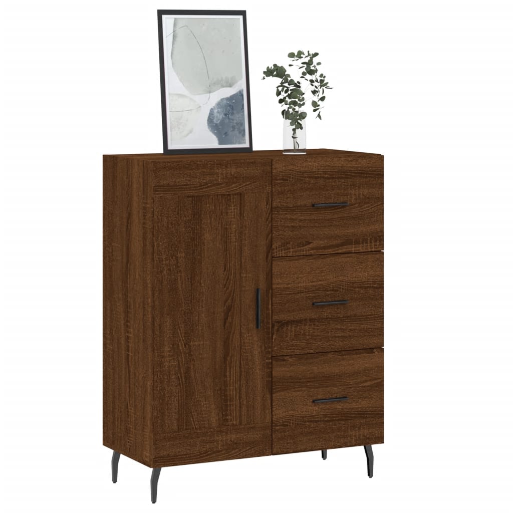 Buffet 69,5x34x90 cm en bois fini couleur chêne marron