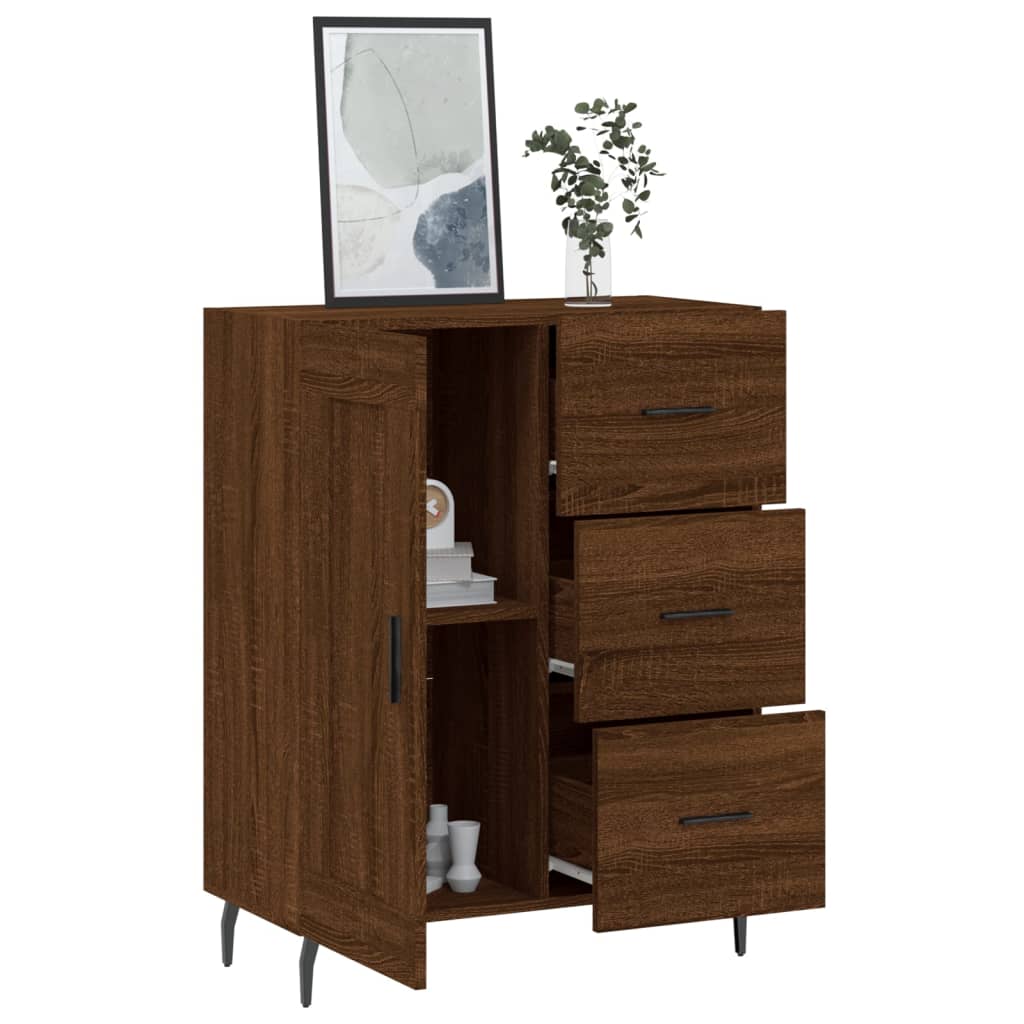 Buffet 69,5x34x90 cm en bois fini couleur chêne marron