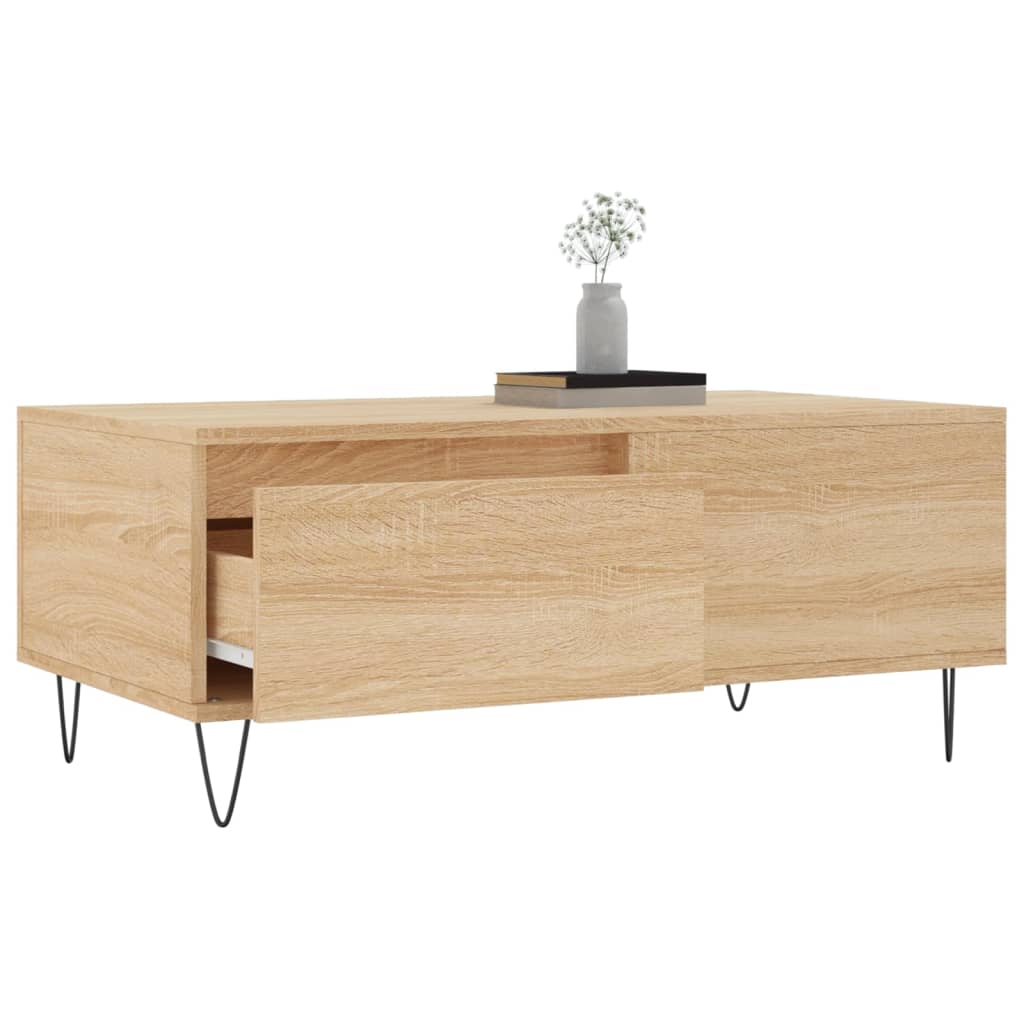 Table basse 90x50x36,5 cm en bois travaillé