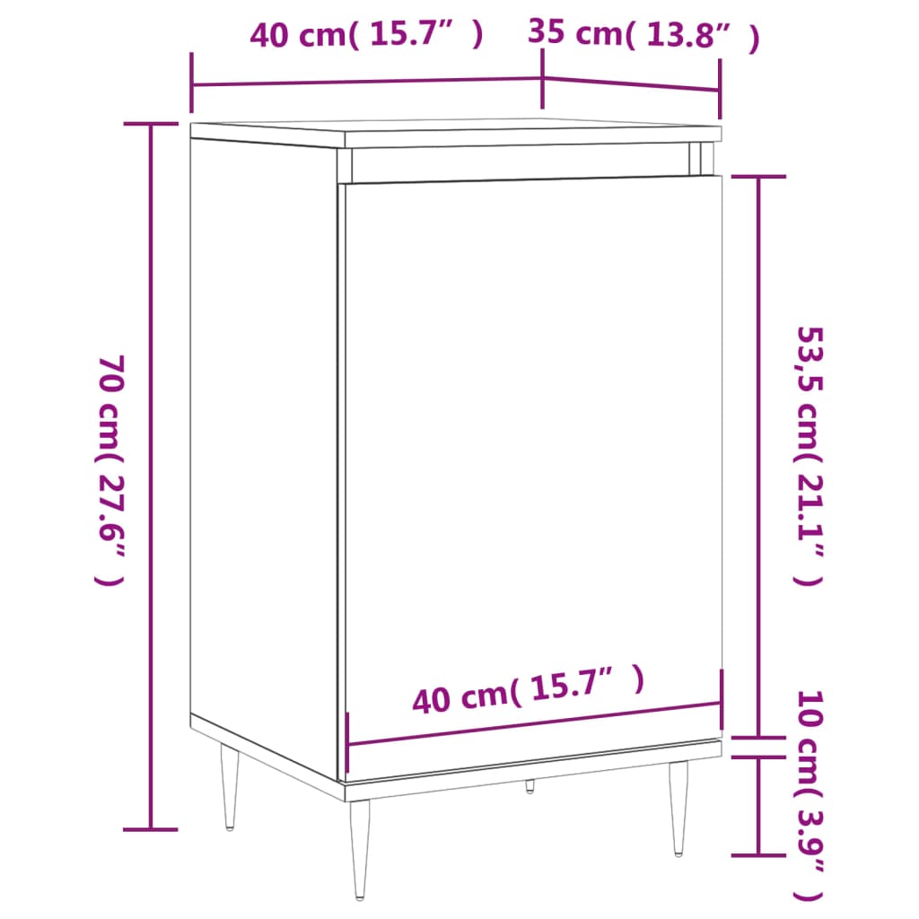 Dressoir 40x35x70 cm bewerkt hout eikenkleurig