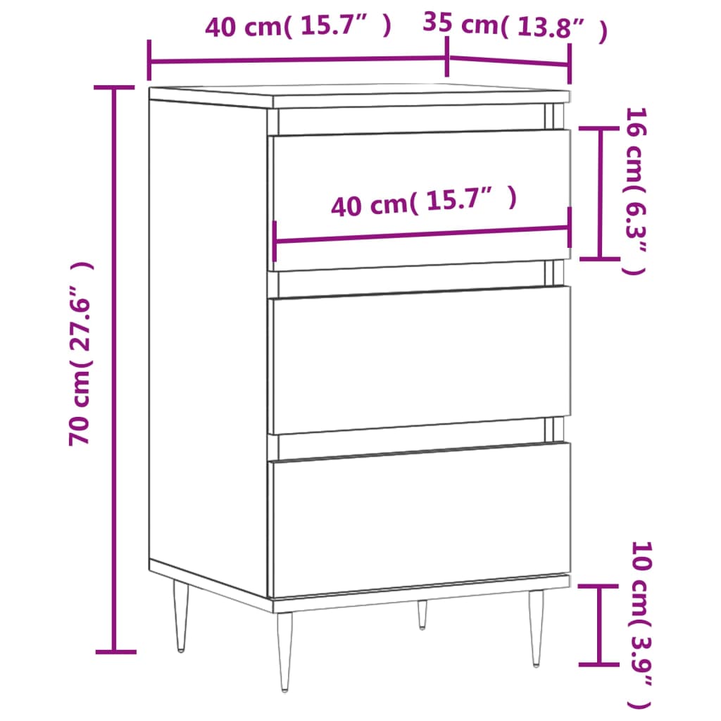 Dressoir 40x35x70 cm bewerkt hout