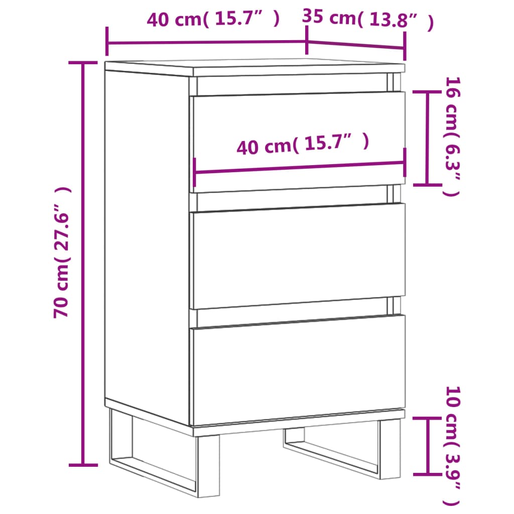 Dressoir 40x35x70 cm bewerkt hout