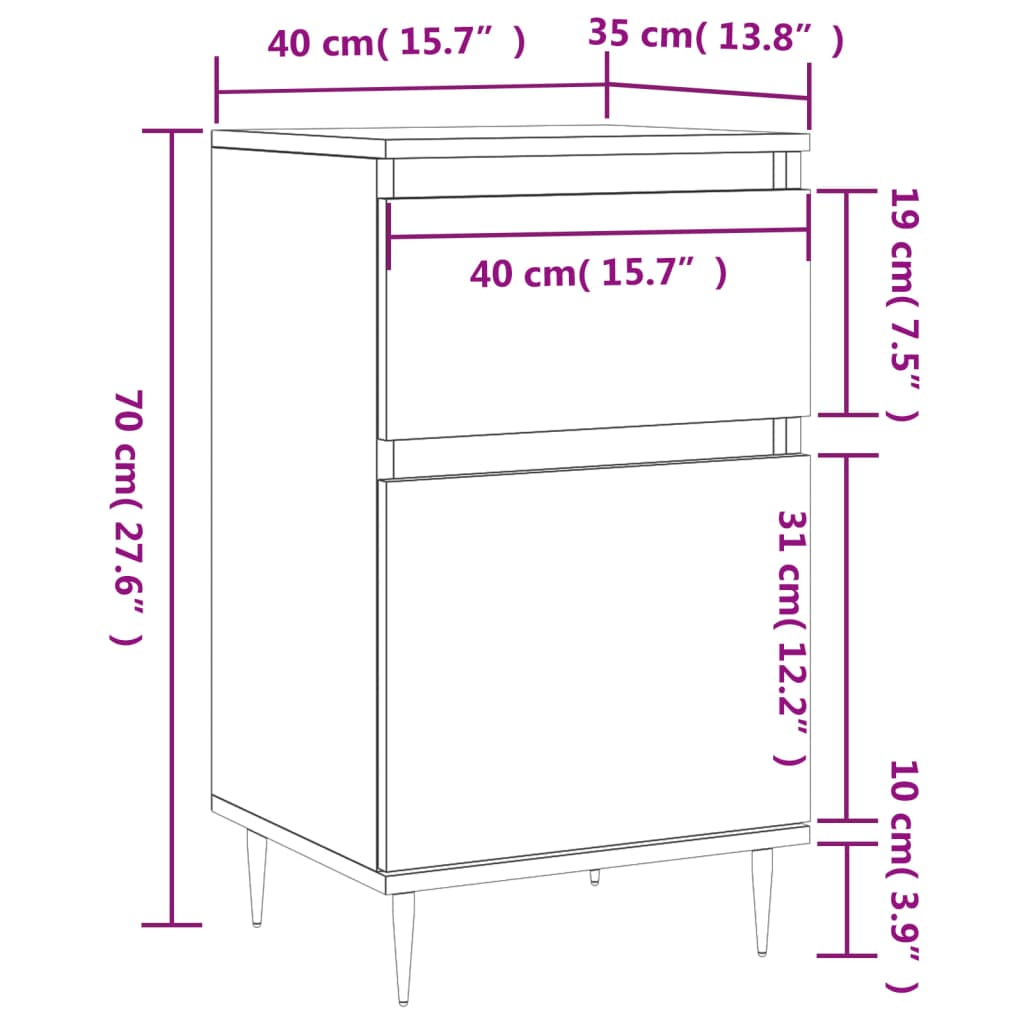 Dressoir 40x35x70 cm bewerkt hout