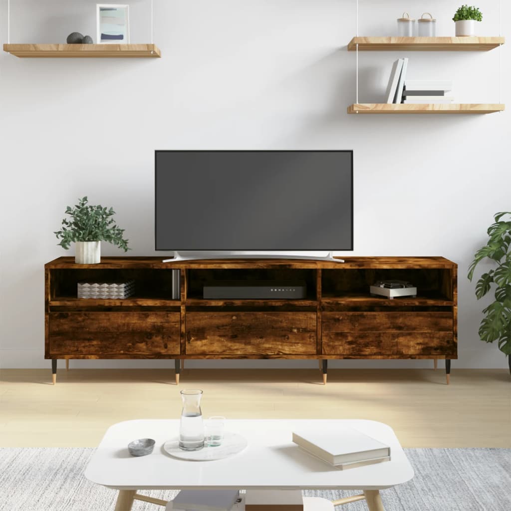 Meuble TV 150x30x44,5 cm en bois travaillé