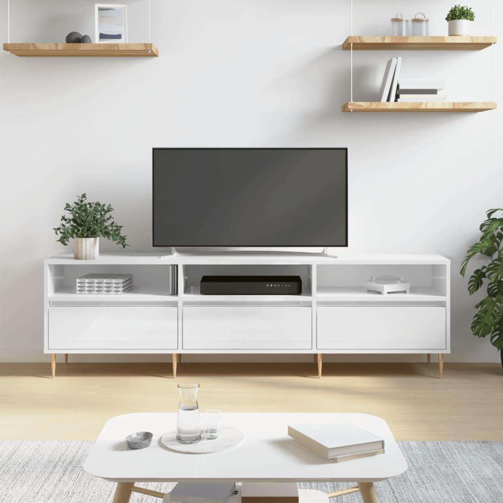 Meuble TV 150x30x44,5 cm en bois travaillé