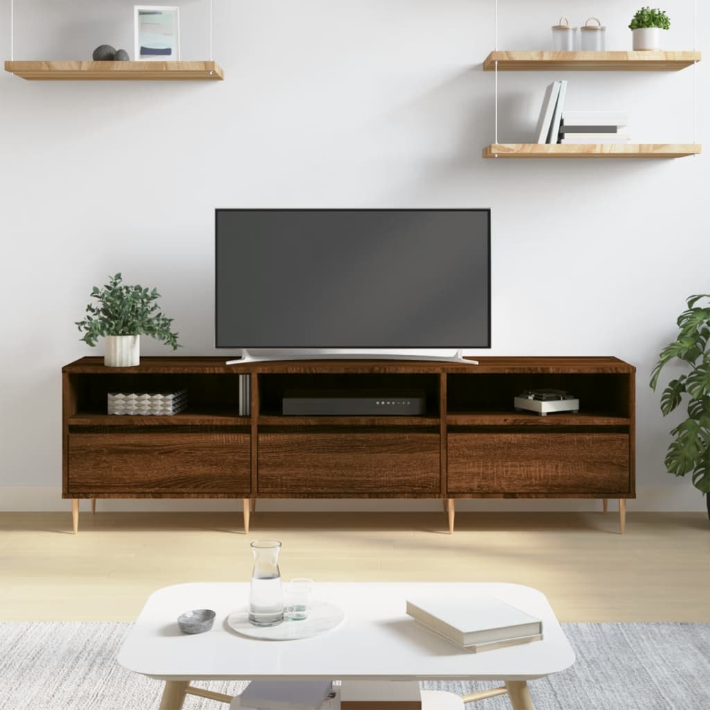 Meuble TV 150x30x44,5 cm en bois travaillé