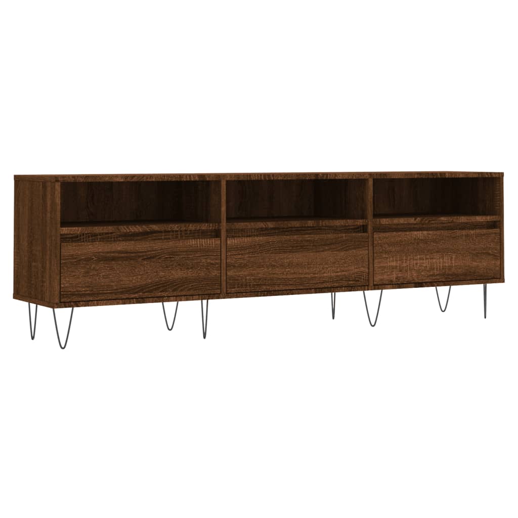 Meuble TV 150x30x44,5 cm ouvré en bois couleur chêne