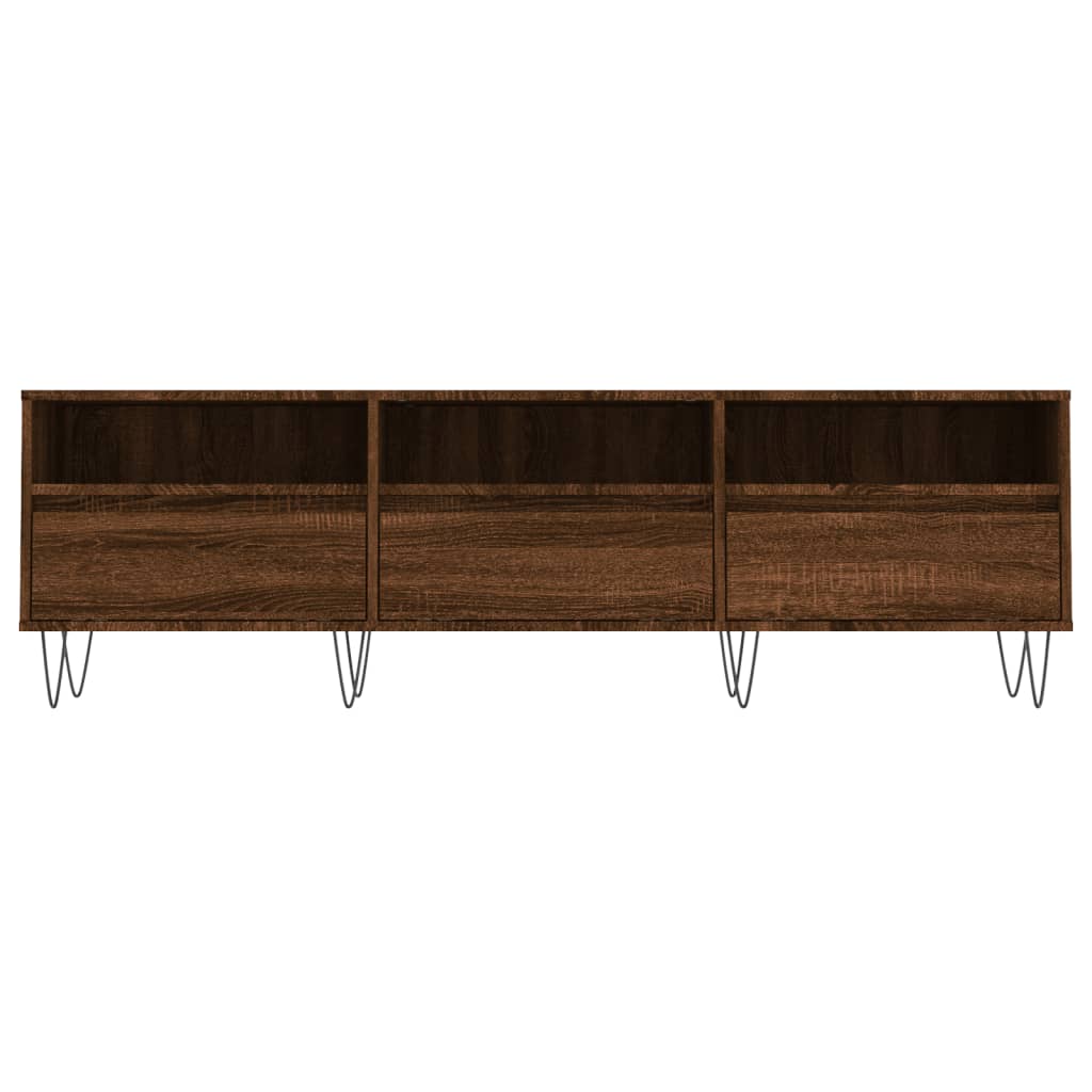 Meuble TV 150x30x44,5 cm ouvré en bois couleur chêne