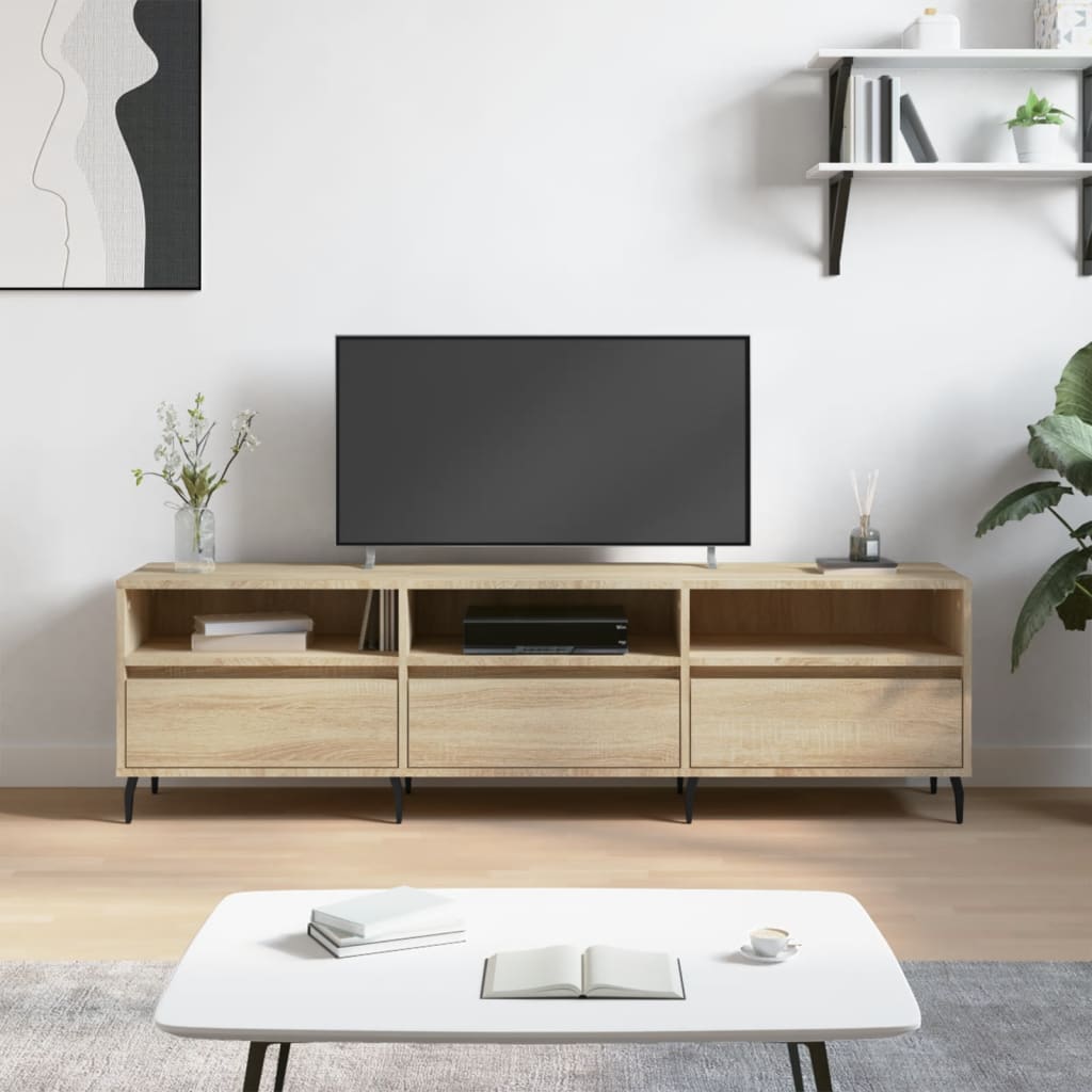 Meuble TV 150x30x44,5 cm en bois travaillé