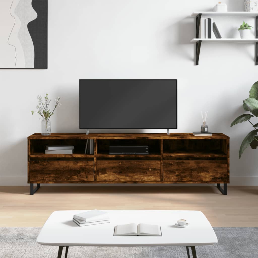 Meuble TV 150x30x44,5 cm en bois travaillé