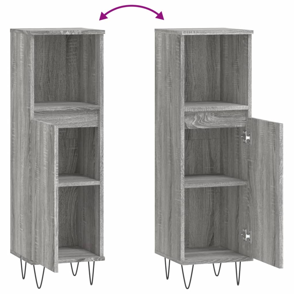 Badkamerkast 30x30x100 cm bewerkt hout