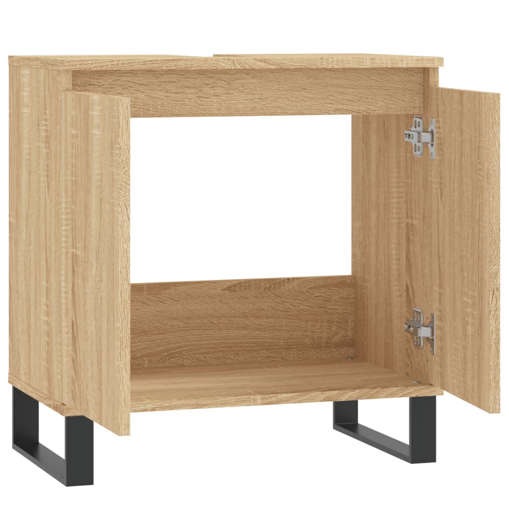 Badkamerkast 58x33x60 cm bewerkt hout eikenkleurig