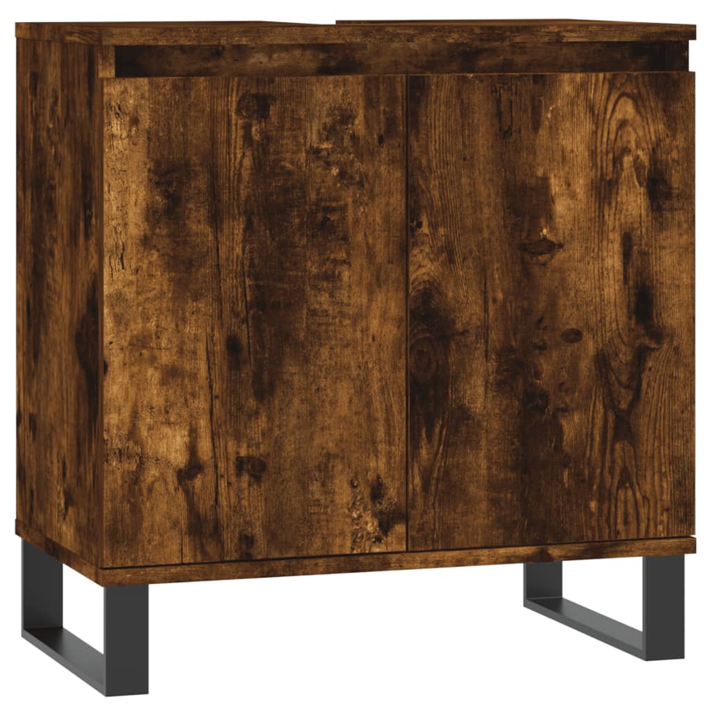 Badkamerkast 58x33x60 cm bewerkt hout eikenkleurig