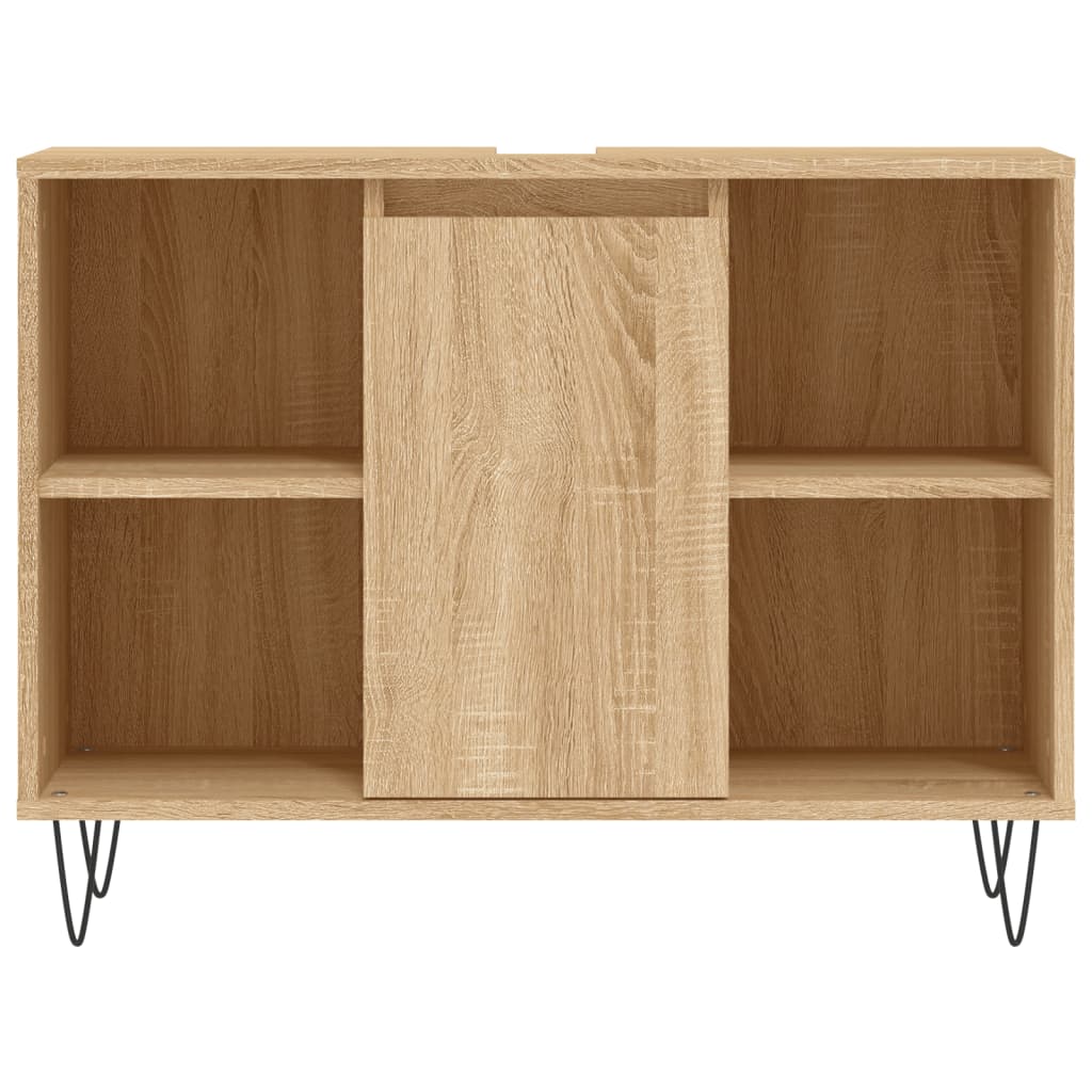 Badkamerkast 80x33x60 cm bewerkt hout eikenkleurig