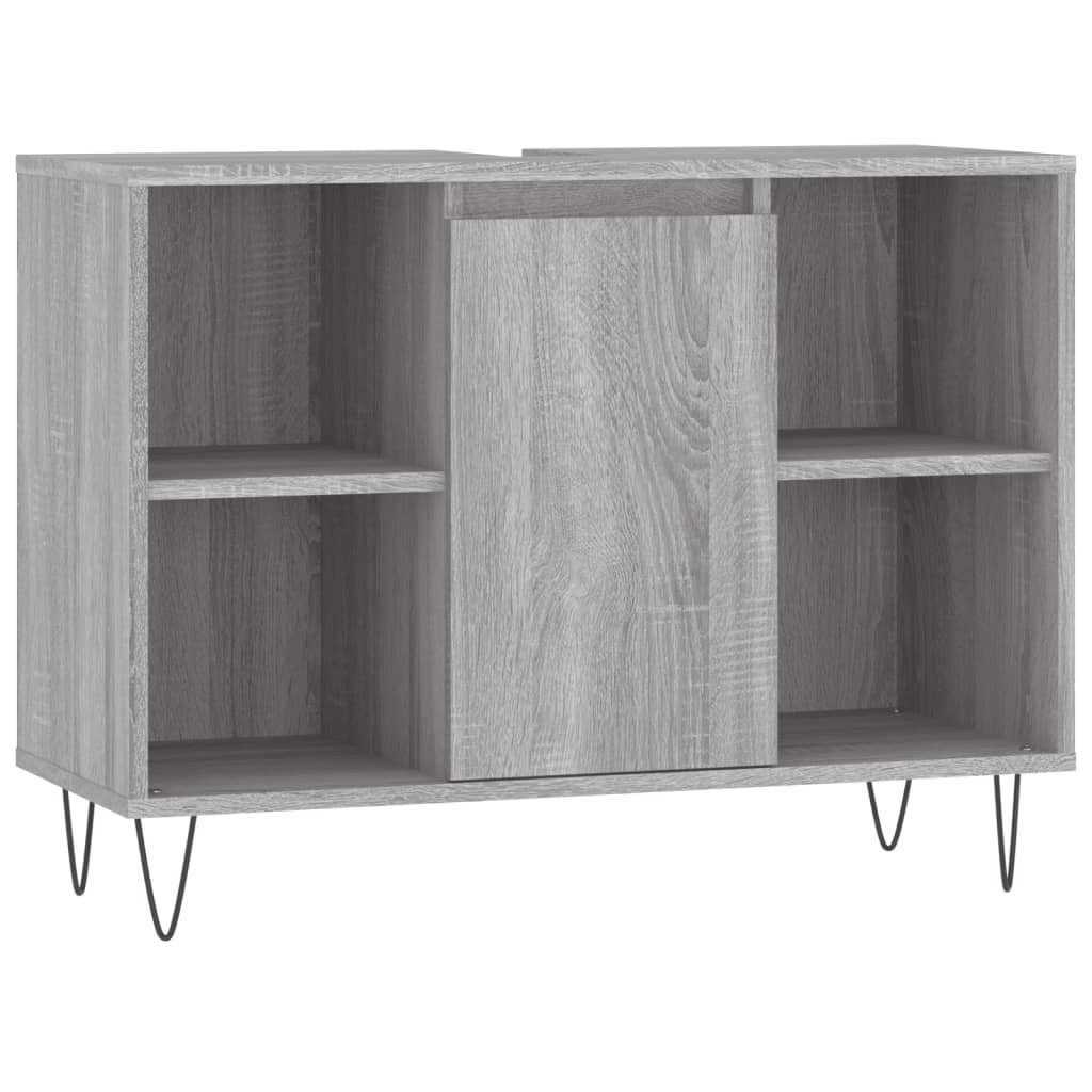 Badkamerkast 80x33x60 cm bewerkt hout eikenkleurig