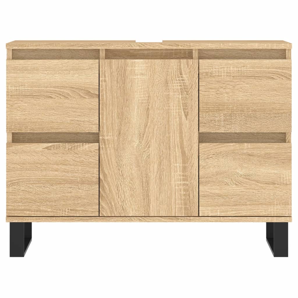 Badkamerkast 80x33x60 cm bewerkt hout eikenkleurig