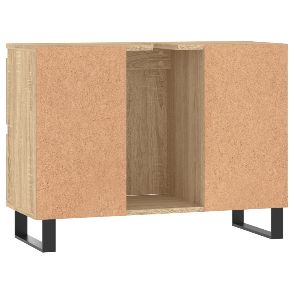 Badkamerkast 80x33x60 cm bewerkt hout eikenkleurig