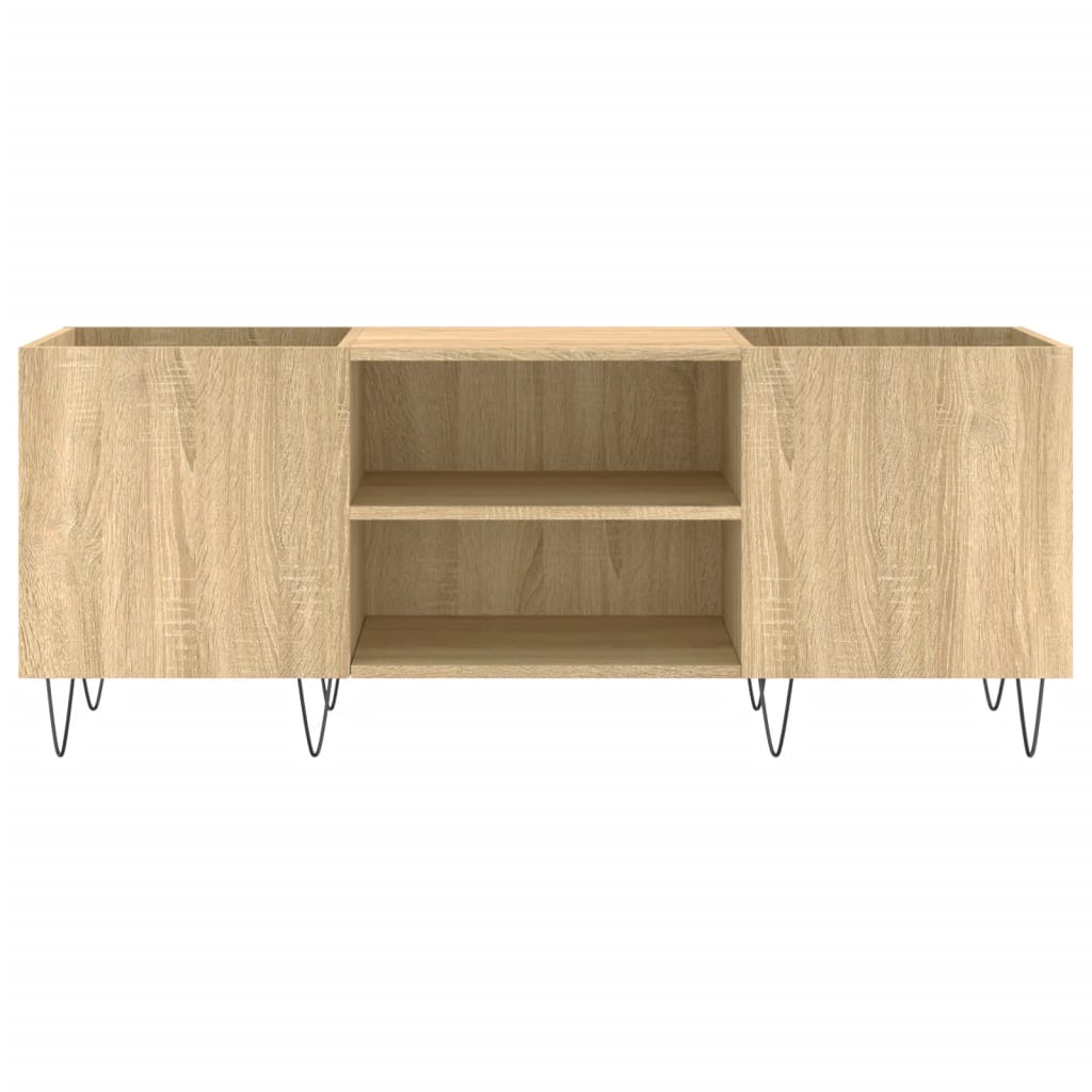 Platenkast 121x38x48 cm bewerkt hout eikenkleurig