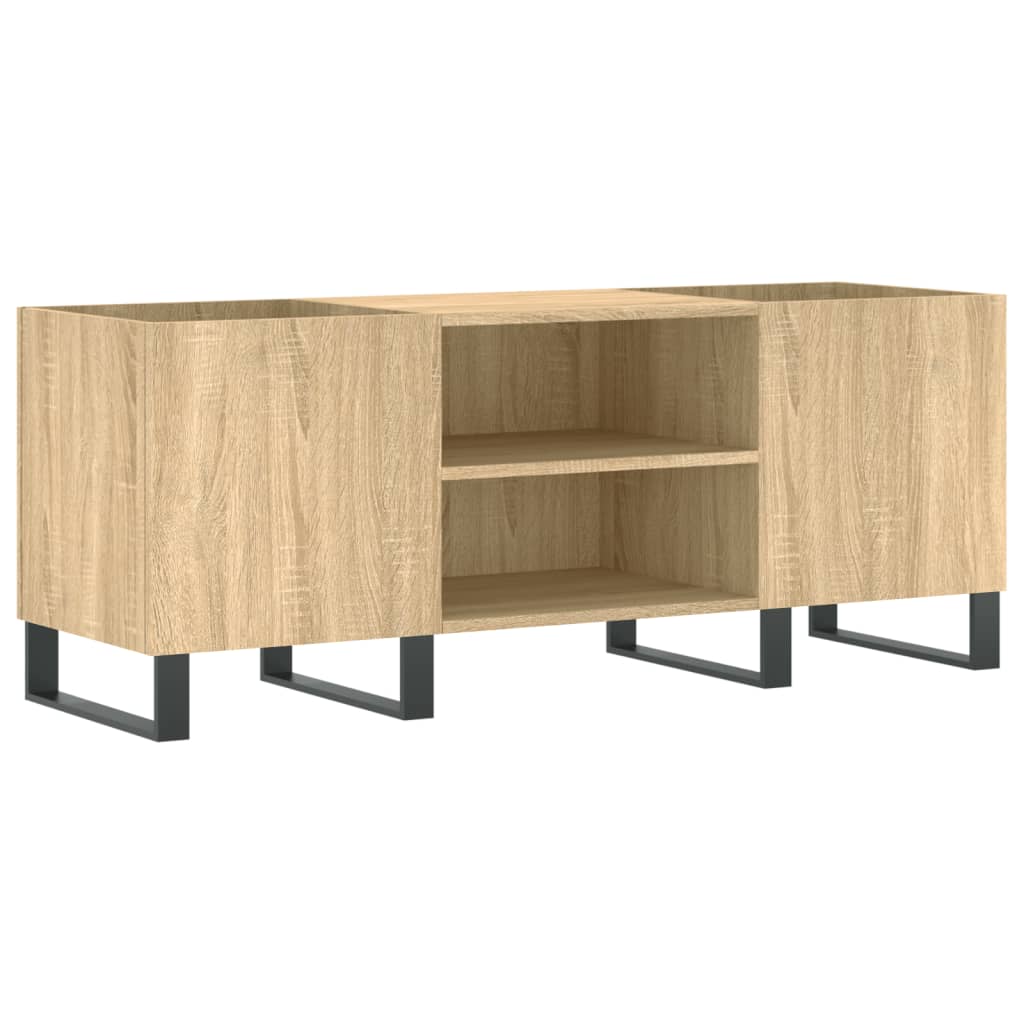 Platenkast 121x38x48 cm bewerkt hout eikenkleurig