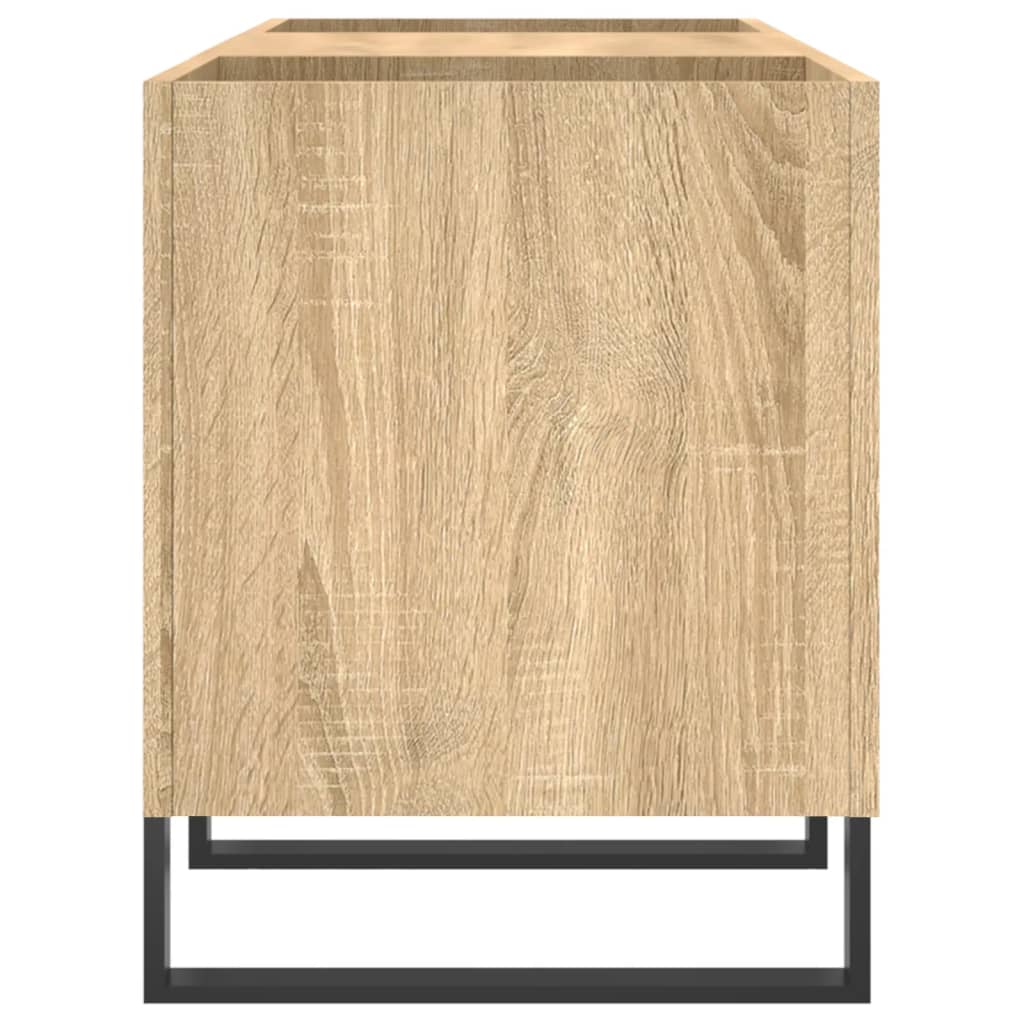 Platenkast 121x38x48 cm bewerkt hout eikenkleurig