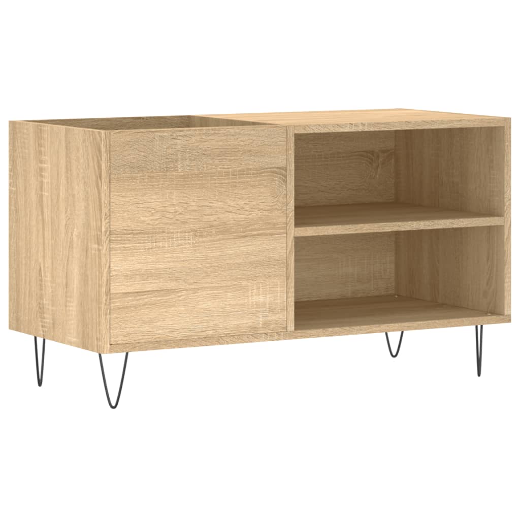 Platenkast 85x38x48 cm bewerkt hout hoogglans wit