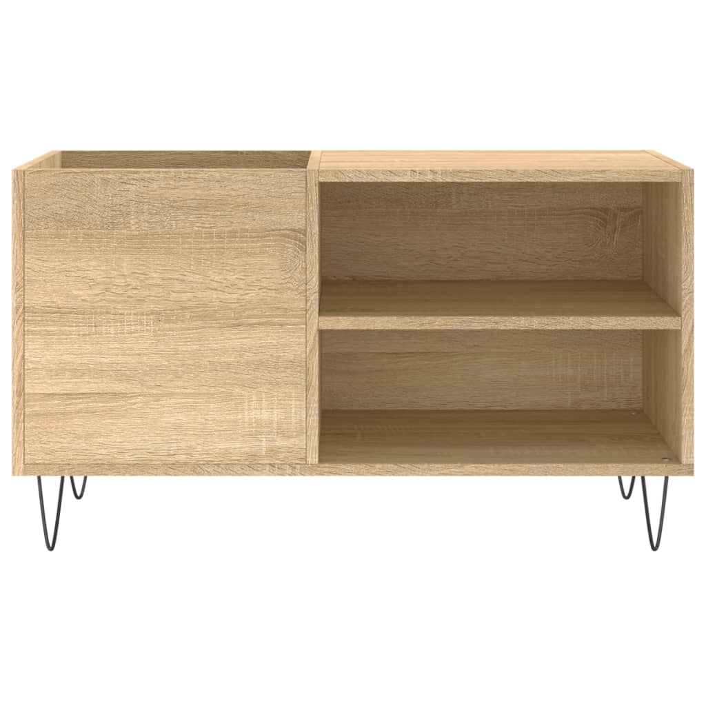 Platenkast 85x38x48 cm bewerkt hout hoogglans wit