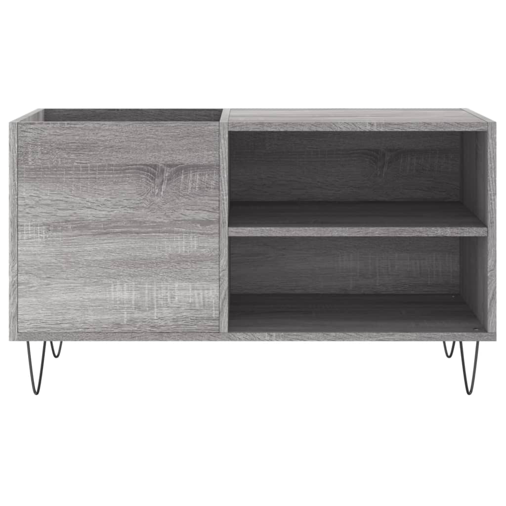 Platenkast 85x38x48 cm bewerkt hout hoogglans wit