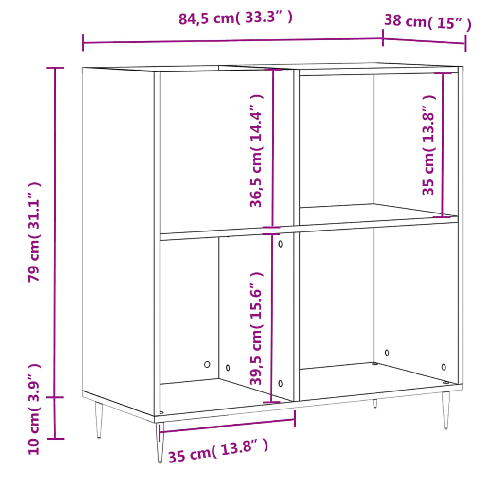 Meuble à disques 84,5x38x89 cm en bois travaillé