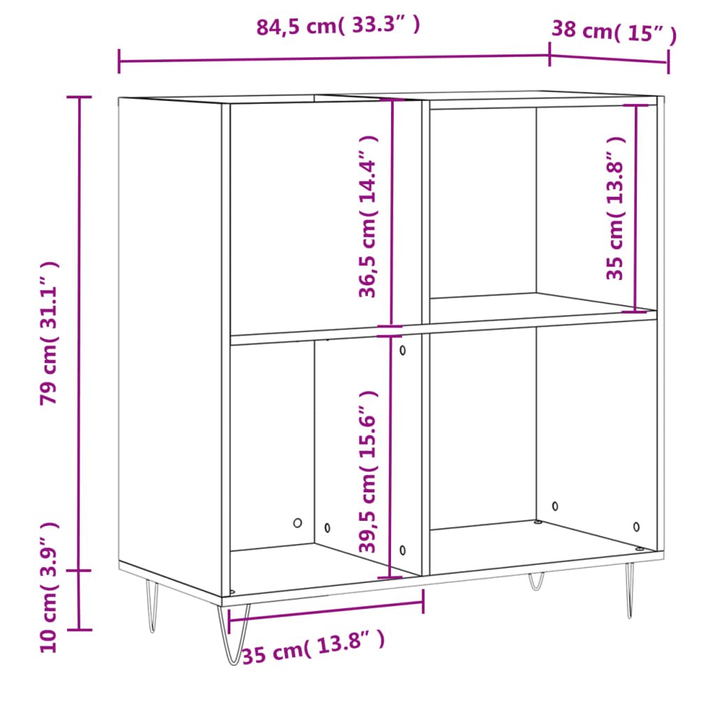 Meuble à disques 84,5x38x89 cm en bois travaillé