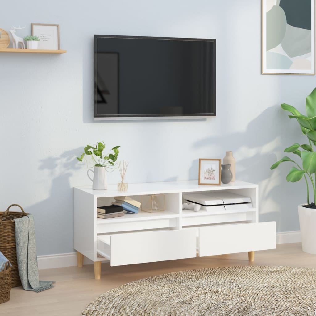 Meuble TV 100x34,5x44,5 cm en bois travaillé