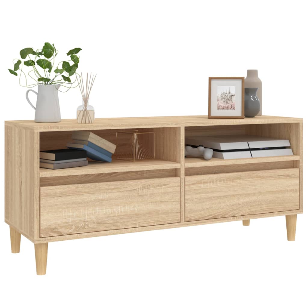 Meuble TV 100x34,5x44,5 cm en bois travaillé