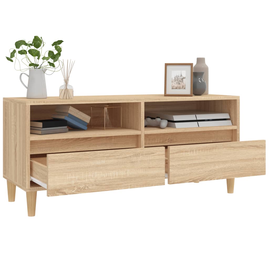 Meuble TV 100x34,5x44,5 cm en bois travaillé