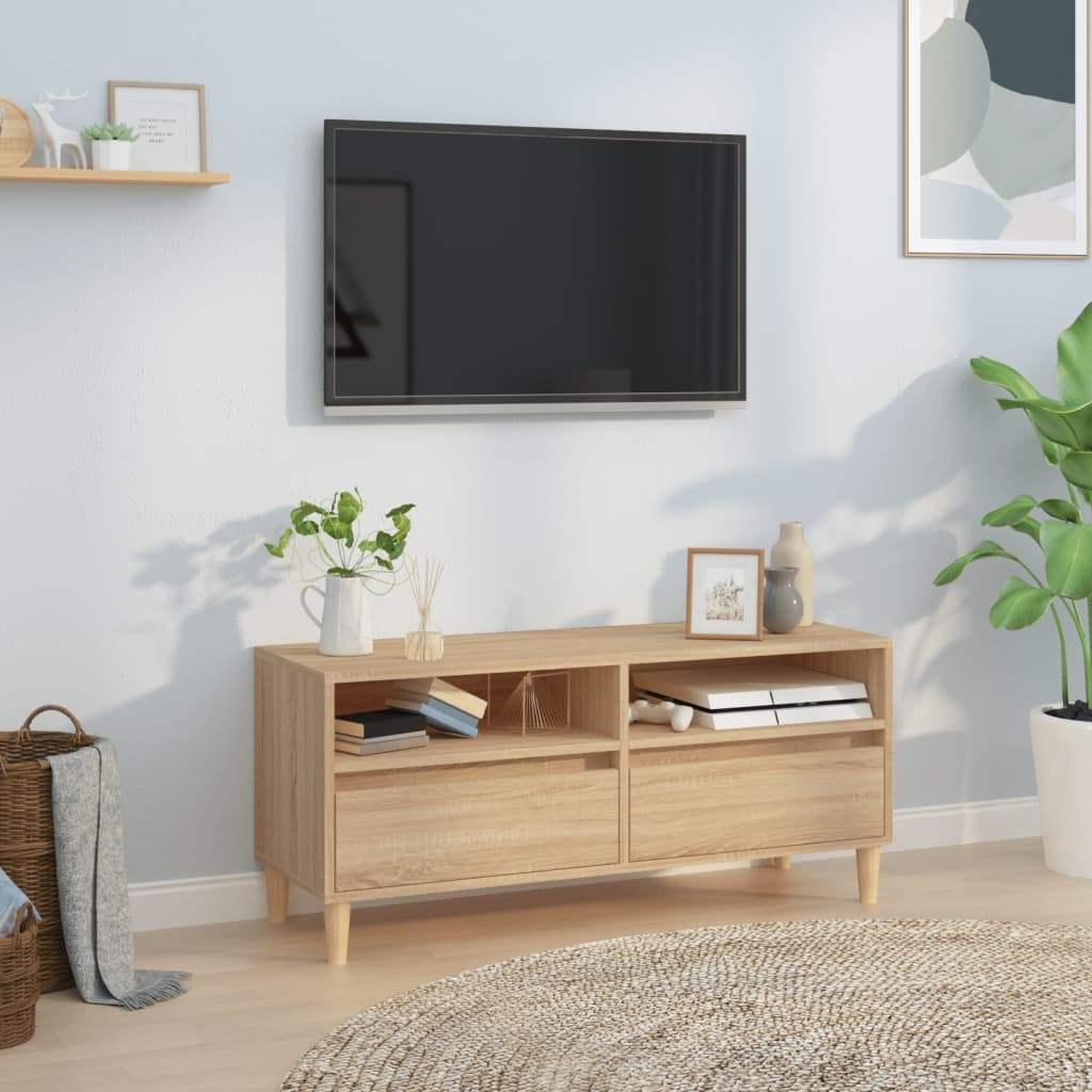 Meuble TV 100x34,5x44,5 cm en bois travaillé