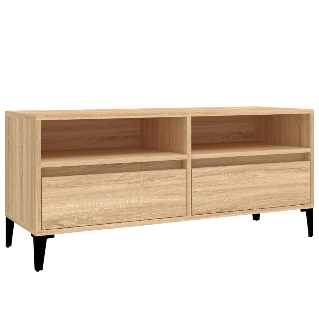 Tv-meubel 100x34,5x44,5 cm bewerkt hout eikenkleur