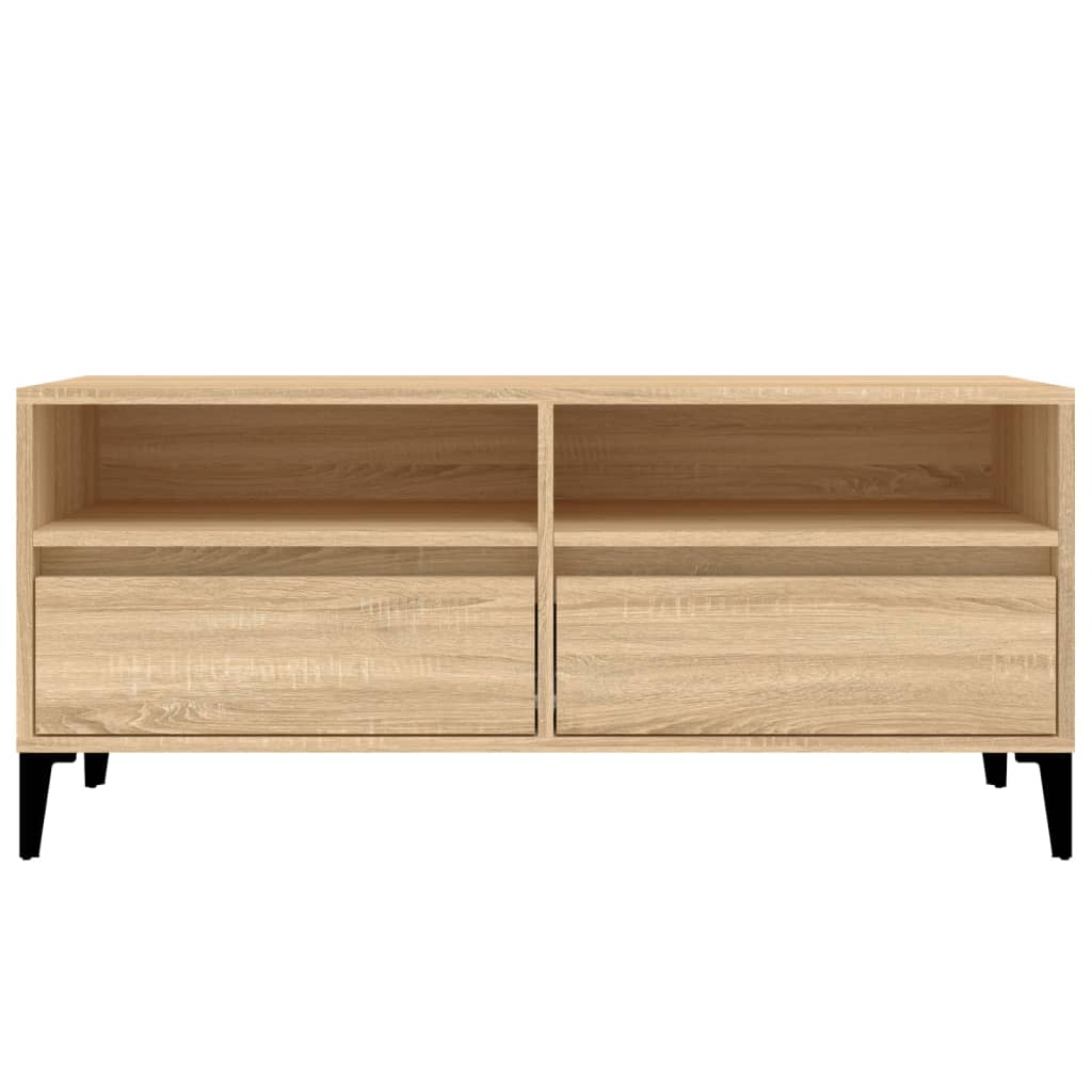 Meuble TV 150x30x44,5 cm ouvré en bois couleur chêne